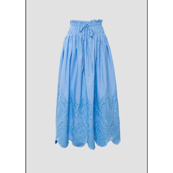 Eyelet Scallop Hem Midi Skirt - Picture 1 of 3